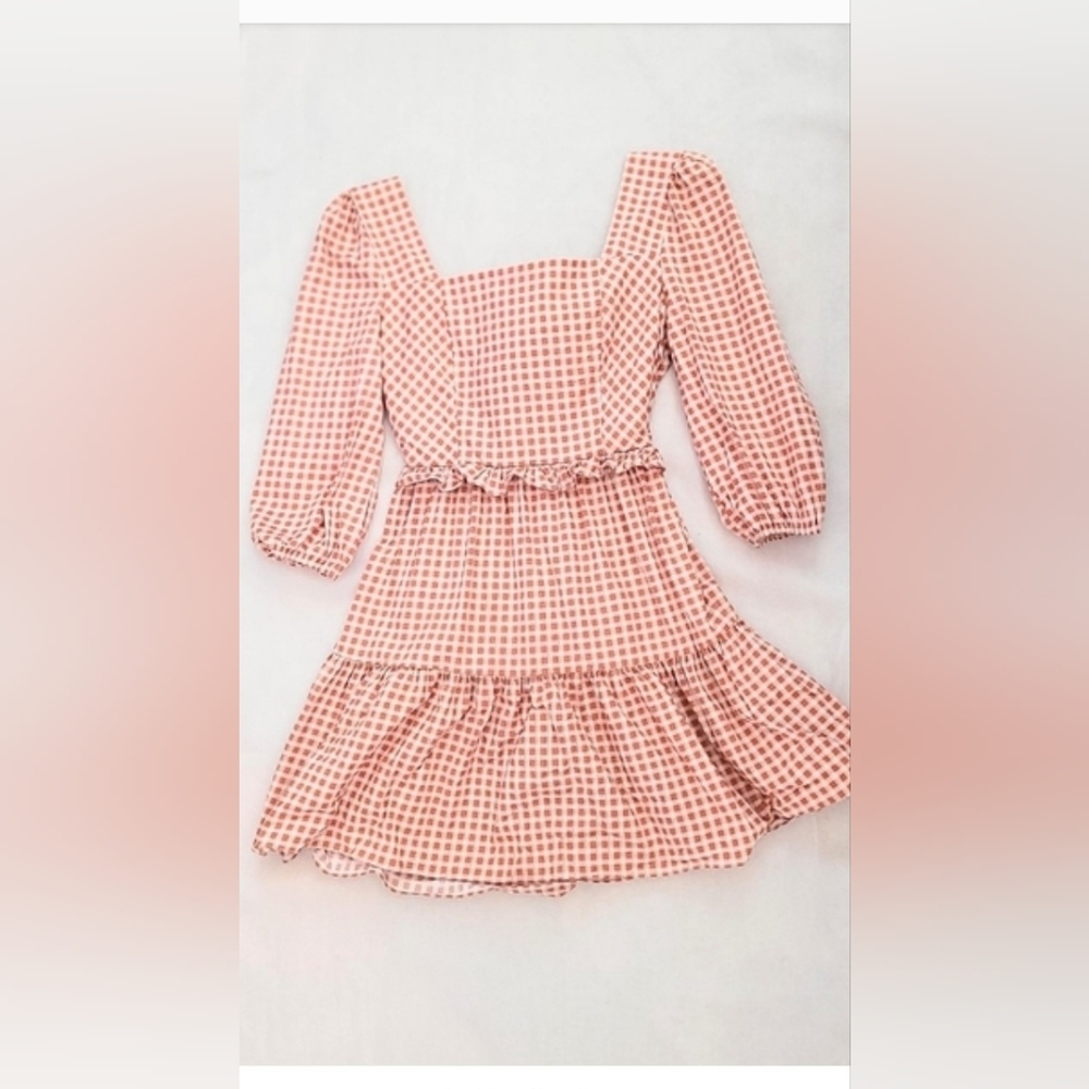 NWOT! Summer Gingham Plaid Tie-Back Basil Lola Women's Photo Ready Mini Dress XS
